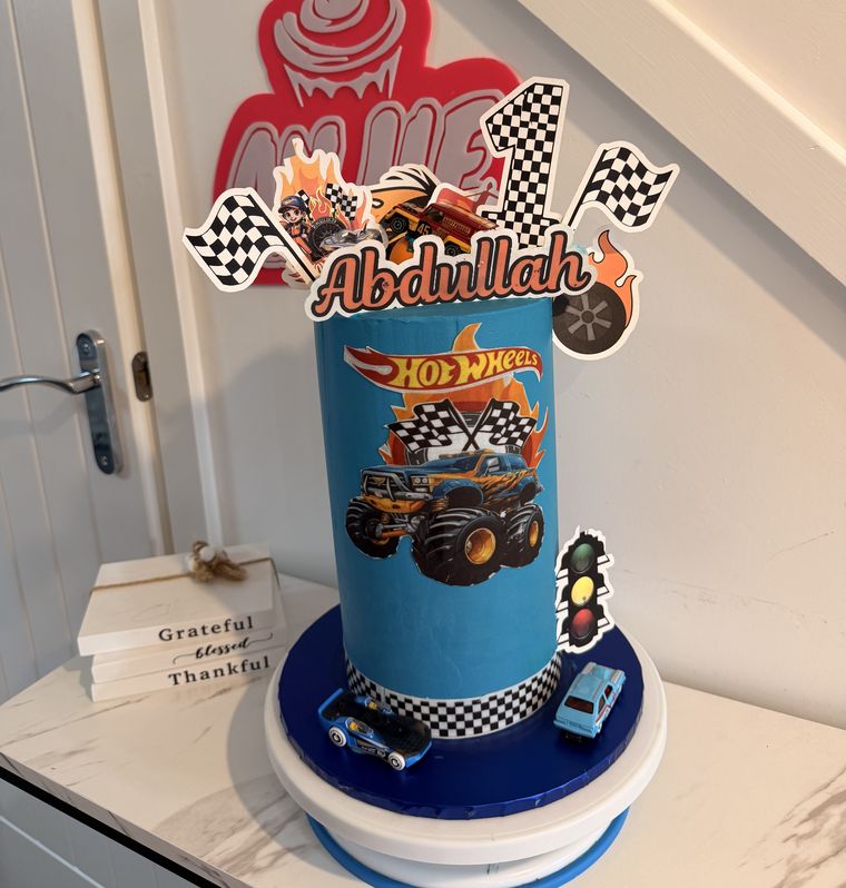 Abdullah's 1st birthday Hot Wheels cake